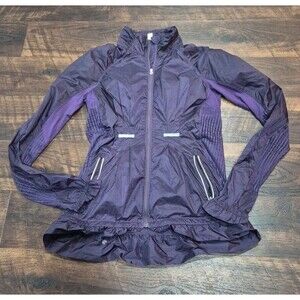 Lululemon Athletica Purple Mesh Back Yoga Jacket Zip Front Workout Size 6